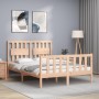 Estructura de cama de matrimonio con cabecero madera maciza de vidaXL, Camas y somieres - Ref: Foro24-3192396, Precio: 120,88...