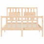 Estructura de cama de matrimonio con cabecero madera maciza de vidaXL, Camas y somieres - Ref: Foro24-3192396, Precio: 120,88...