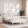 Estructura cama de matrimonio con cabecero madera maciza blanco de vidaXL, Camas y somieres - Ref: Foro24-3192852, Precio: 13...