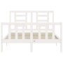Estructura cama de matrimonio con cabecero madera maciza blanco de vidaXL, Camas y somieres - Ref: Foro24-3192852, Precio: 13...