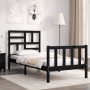 Estructura de cama individual con cabecero madera maciza negro de vidaXL, Camas y somieres - Ref: Foro24-3193040, Precio: 125...