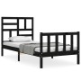 Estructura de cama individual con cabecero madera maciza negro de vidaXL, Camas y somieres - Ref: Foro24-3193040, Precio: 125...