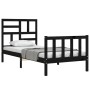Estructura de cama individual con cabecero madera maciza negro de vidaXL, Camas y somieres - Ref: Foro24-3193040, Precio: 125...
