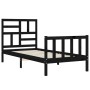 Estructura de cama individual con cabecero madera maciza negro de vidaXL, Camas y somieres - Ref: Foro24-3193040, Precio: 125...