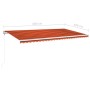 Toldo automático LED sensor de viento naranja marrón 600x300 cm en Toldos | Comprar online en Foru.es