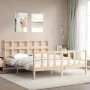 Bed frame with solid wood headboard 160x200 cm by vidaXL, Beds and slatted bases - Ref: Foro24-3193021, Price: 133,00 €, Disc...