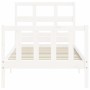 Estructura de cama con cabecero madera maciza blanco 90x200 cm de vidaXL, Camas y somieres - Ref: Foro24-3192997, Precio: 97,...
