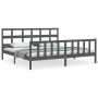 Estructura de cama con cabecero madera maciza gris 200x200 cm de vidaXL, Camas y somieres - Ref: Foro24-3193033, Precio: 173,...