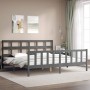 Estructura de cama con cabecero madera maciza gris 200x200 cm de vidaXL, Camas y somieres - Ref: Foro24-3193033, Precio: 173,...