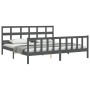 Estructura de cama con cabecero madera maciza gris 200x200 cm de vidaXL, Camas y somieres - Ref: Foro24-3193033, Precio: 173,...