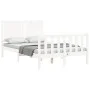 White solid wood bed frame with headboard 120x200 cm by vidaXL, Beds and slatted bases - Ref: Foro24-3192942, Price: 132,11 €...