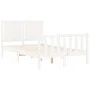 White solid wood bed frame with headboard 120x200 cm by vidaXL, Beds and slatted bases - Ref: Foro24-3192942, Price: 132,11 €...