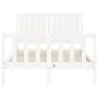 White solid wood bed frame with headboard 120x200 cm by vidaXL, Beds and slatted bases - Ref: Foro24-3192942, Price: 132,11 €...