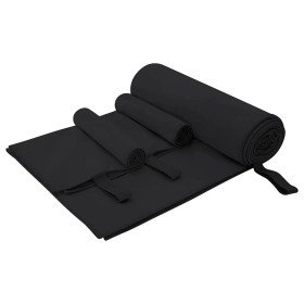 Set de Toallas de Deportes 3 pcs Negro Poliéster y Poliamida en Toallas | Comprar online en Foru.es