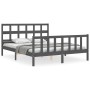 Estructura de cama matrimonio con cabecero madera maciza gris de vidaXL, Camas y somieres - Ref: Foro24-3193018, Precio: 151,...