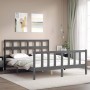 Estructura de cama matrimonio con cabecero madera maciza gris de vidaXL, Camas y somieres - Ref: Foro24-3193018, Precio: 151,...