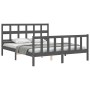 Estructura de cama matrimonio con cabecero madera maciza gris de vidaXL, Camas y somieres - Ref: Foro24-3193018, Precio: 151,...