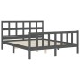 Estructura de cama matrimonio con cabecero madera maciza gris de vidaXL, Camas y somieres - Ref: Foro24-3193018, Precio: 151,...