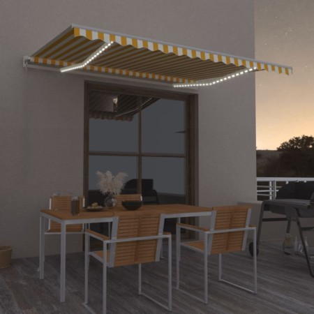 Toldo manual retráctil con LED amarillo y blanco 400x350 m en Toldos | Comprar online en Foru.es