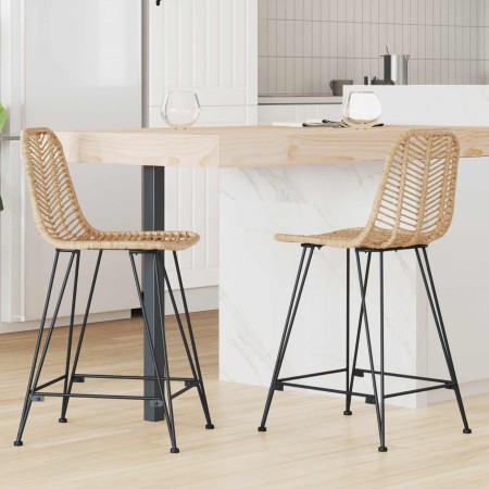 Silla de Bar 2 pcs Natural 44,5 x 54,5 x 97,5 cm Ratan e Hierro en Taburetes de cocina | Comprar online en Foru.es