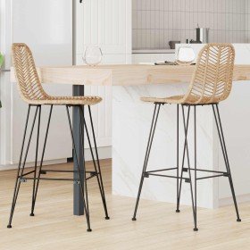 Silla de Bar 2 pcs Natural 44,5 x 53 x 111 cm Ratan e Hierro en Taburetes de cocina | Comprar online en Foru.es