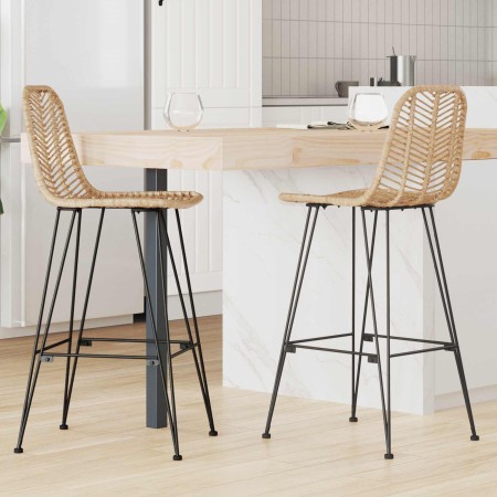 Silla de Bar 2 pcs Natural 44,5 x 53 x 111 cm Ratan e Hierro en Taburetes de cocina | Comprar online en Foru.es