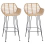 Silla de Bar 2 pcs Natural 55 x 52 x 92 cm Ratan e Hierro en Taburetes de cocina | Comprar online en Foru.es