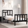 Estructura de cama individual con cabecero madera maciza negro de vidaXL, Camas y somieres - Ref: Foro24-3193105, Precio: 119...