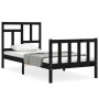Estructura de cama individual con cabecero madera maciza negro de vidaXL, Camas y somieres - Ref: Foro24-3193105, Precio: 119...