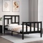 Estructura de cama individual con cabecero madera maciza negro de vidaXL, Camas y somieres - Ref: Foro24-3193105, Precio: 119...