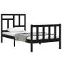 Estructura de cama individual con cabecero madera maciza negro de vidaXL, Camas y somieres - Ref: Foro24-3193105, Precio: 119...