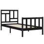 Estructura de cama individual con cabecero madera maciza negro de vidaXL, Camas y somieres - Ref: Foro24-3193105, Precio: 119...