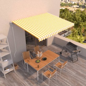 Toldo retráctil automático amarillo y blanco 400x350 cm en Toldos | Comprar online en Foru.es