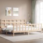Estructura de cama con cabecero madera maciza 200x200 cm de vidaXL, Camas y somieres - Ref: Foro24-3193031, Precio: 145,68 €,...