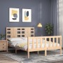 Estructura de cama de matrimonio con cabecero madera maciza de vidaXL, Camas y somieres - Ref: Foro24-3192786, Precio: 120,13...