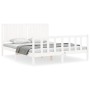 Estructura de cama con cabecero madera maciza blanco 160x200 cm de vidaXL, Camas y somieres - Ref: Foro24-3192957, Precio: 17...