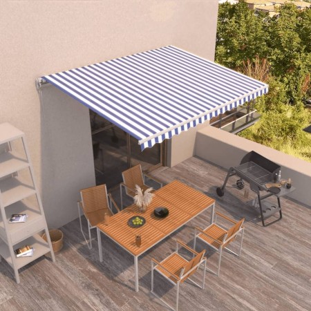 Toldo manual retráctil azul y blanco 450x350 cm en Toldos | Comprar online en Foru.es