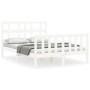 Estructura de cama con cabecero madera maciza blanco 120x200 cm de vidaXL, Camas y somieres - Ref: Foro24-3193007, Precio: 12...