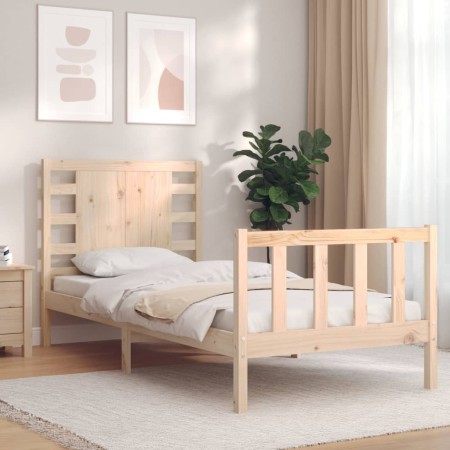 Estructura de cama con cabecero madera maciza de vidaXL, Camas y somieres - Ref: Foro24-3192781, Precio: 105,92 €, Descuento: %