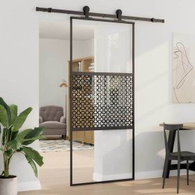 Puerta de Vidrio Calado Negro 90 x 2 x 205 cm Aluminio en Puertas | Comprar online en Foru.es