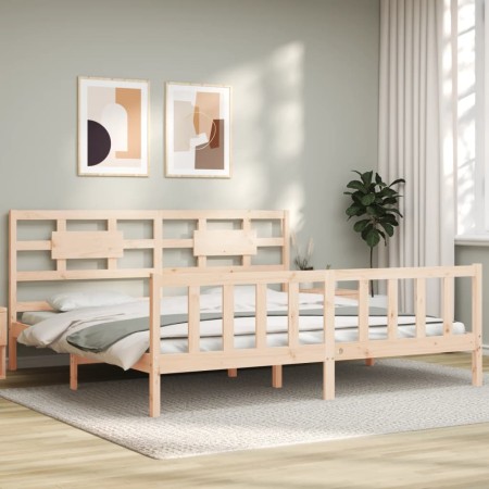 Estructura de cama con cabecero madera maciza 200x200 cm de vidaXL, Camas y somieres - Ref: Foro24-3192576, Precio: 147,21 €,...