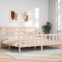 Estructura de cama con cabecero madera maciza 200x200 cm de vidaXL, Camas y somieres - Ref: Foro24-3192576, Precio: 147,21 €,...