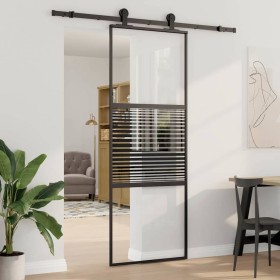 Puerta de Vidrio Rayado Negro 90 x 2 x 205 cm Aluminio en Puertas | Comprar online en Foru.es