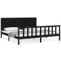 Bed frame with black solid wood headboard 200x200 cm by vidaXL, Beds and slatted bases - Ref: Foro24-3192645, Price: 226,25 €...