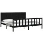 Bed frame with black solid wood headboard 200x200 cm by vidaXL, Beds and slatted bases - Ref: Foro24-3192645, Price: 226,25 €...