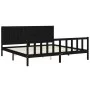 Bed frame with black solid wood headboard 200x200 cm by vidaXL, Beds and slatted bases - Ref: Foro24-3192645, Price: 226,25 €...