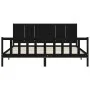 Bed frame with black solid wood headboard 200x200 cm by vidaXL, Beds and slatted bases - Ref: Foro24-3192645, Price: 226,25 €...
