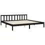 Bed frame with black solid wood headboard 200x200 cm by vidaXL, Beds and slatted bases - Ref: Foro24-3192645, Price: 226,25 €...