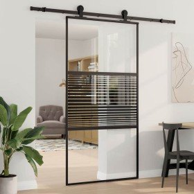 Puerta de Vidrio Rayado Negro 90 x 2 x 205 cm Aluminio en Puertas | Comprar online en Foru.es