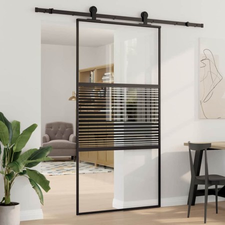 Puerta de Vidrio Rayado Negro 90 x 2 x 205 cm Aluminio en Puertas | Comprar online en Foru.es